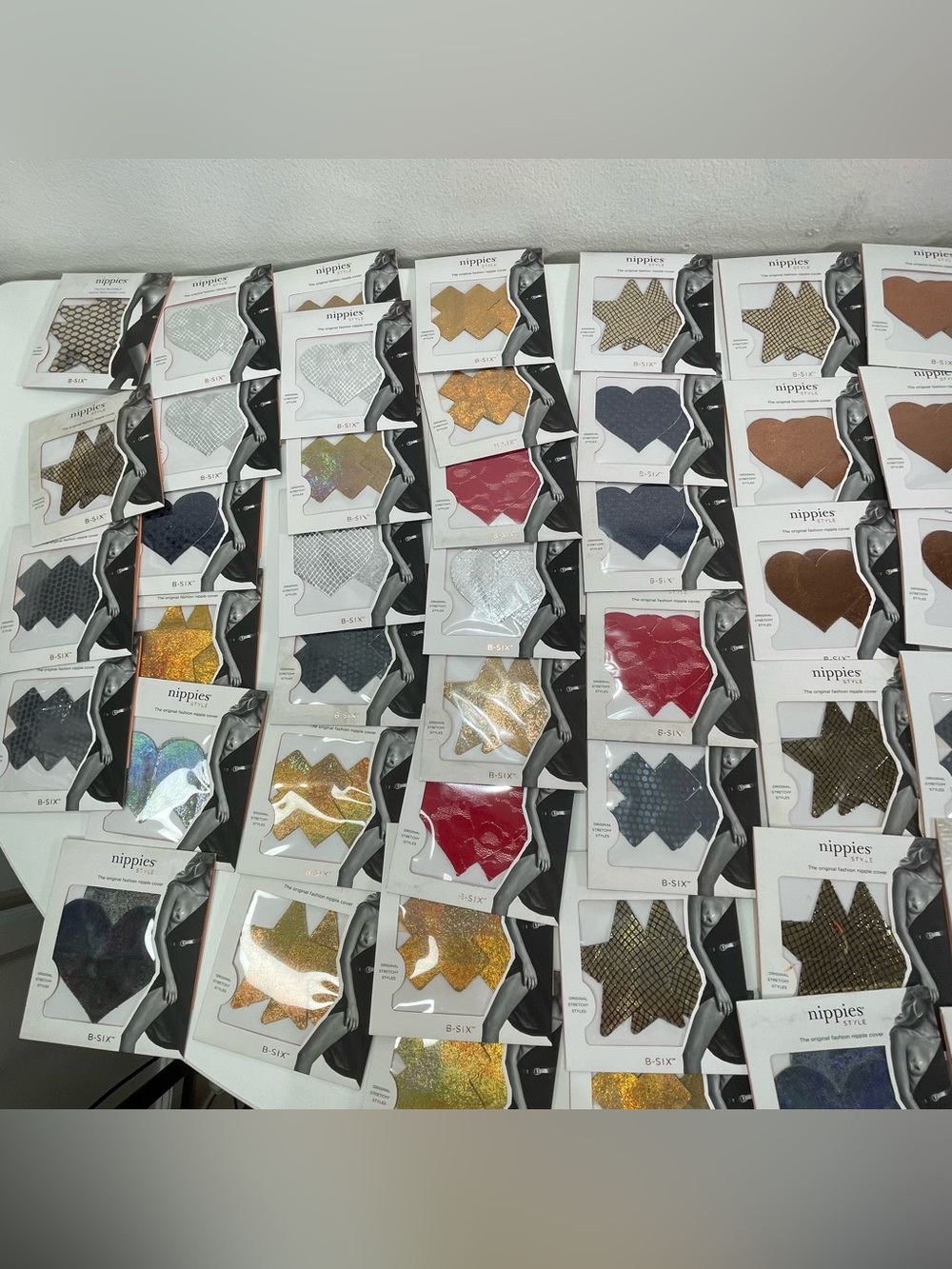 60Pc Nippies B-SIX Nipple Covers Pasties B/ C Waterproof Stars Festival Hearts